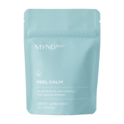 MYND360 Feel Calm dietary supplement  dietary supplement package for stress reduction on a white background