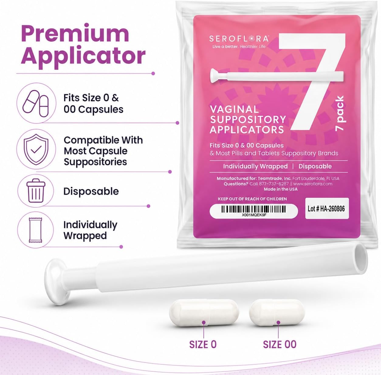 Boric Acid Vaginal Suppositories with Applicators (30/7ct)