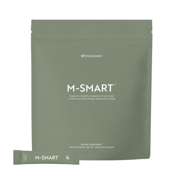 M-Smart dietary supplement package with Pharmanex branding on a white background