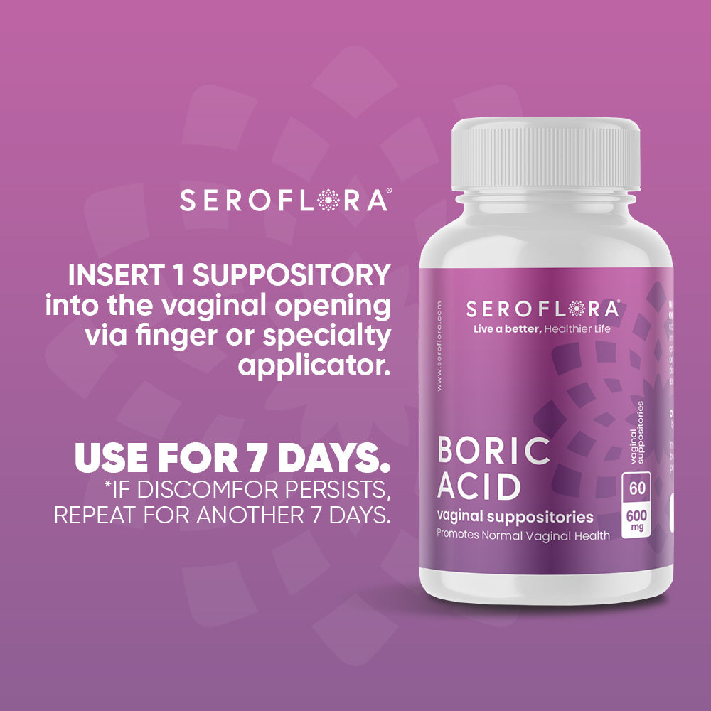 Boric Acid Suppositories (60ct) Vaginal Suppositories Seroflora