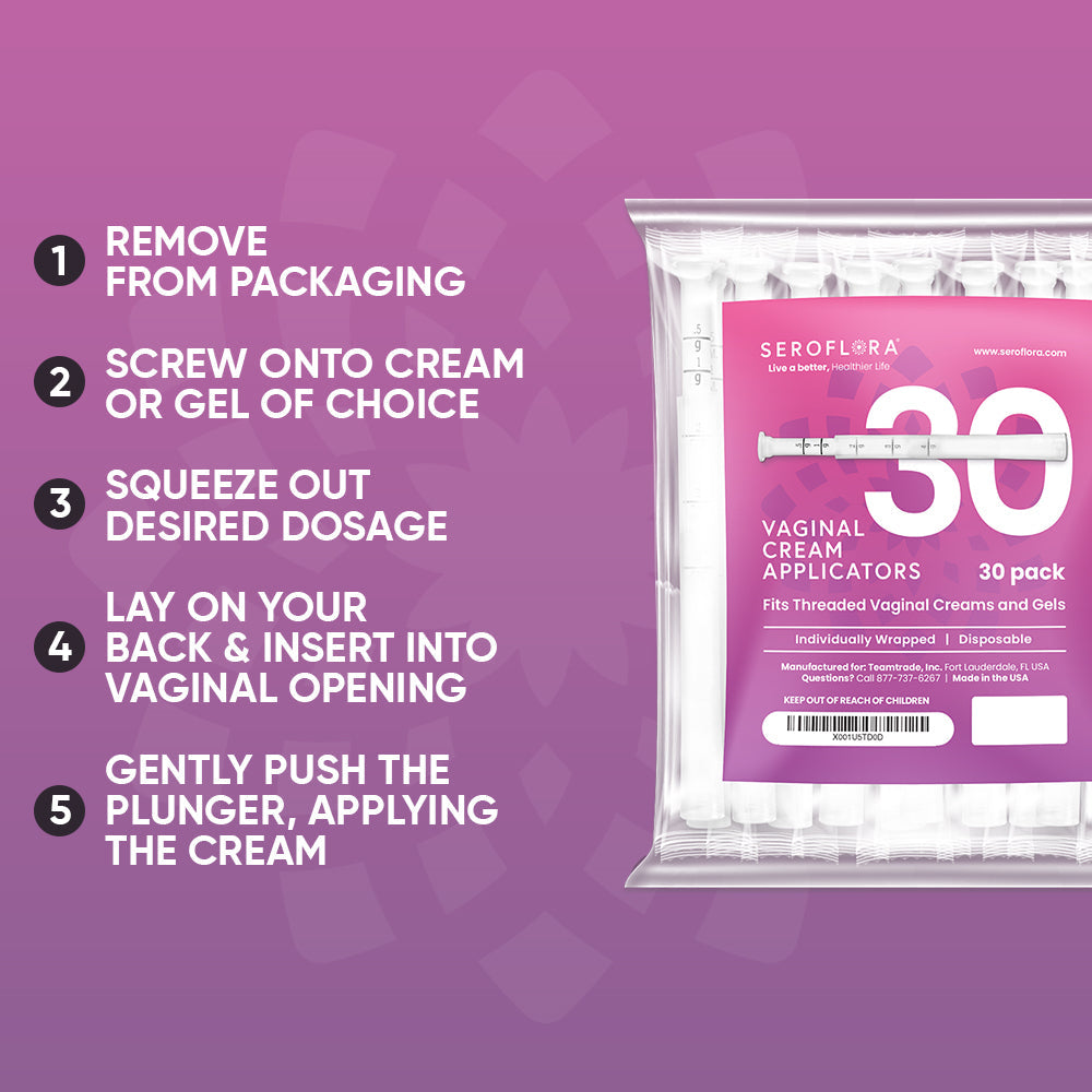 Disposable Vaginal Cream Applicators for Premarin, Estrace & many others (30ct) 30 Vaginal Applicators Seroflora