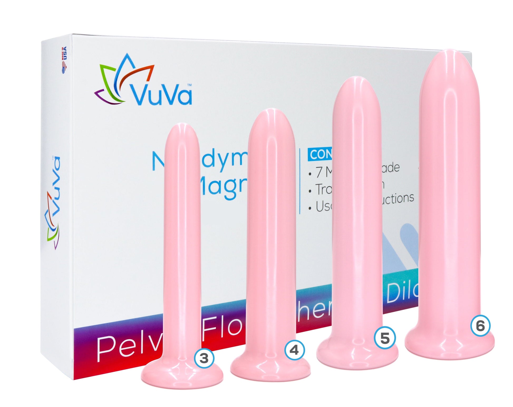 VuVa Neodymium Magnetic Vaginal Dilator Set - Sizes 3,4,5,6 - Best Seller Includes Travel Pouch Vuvatech   