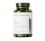 Supplement bottle labeled 'Pharmanex Bone Formula' on a white background