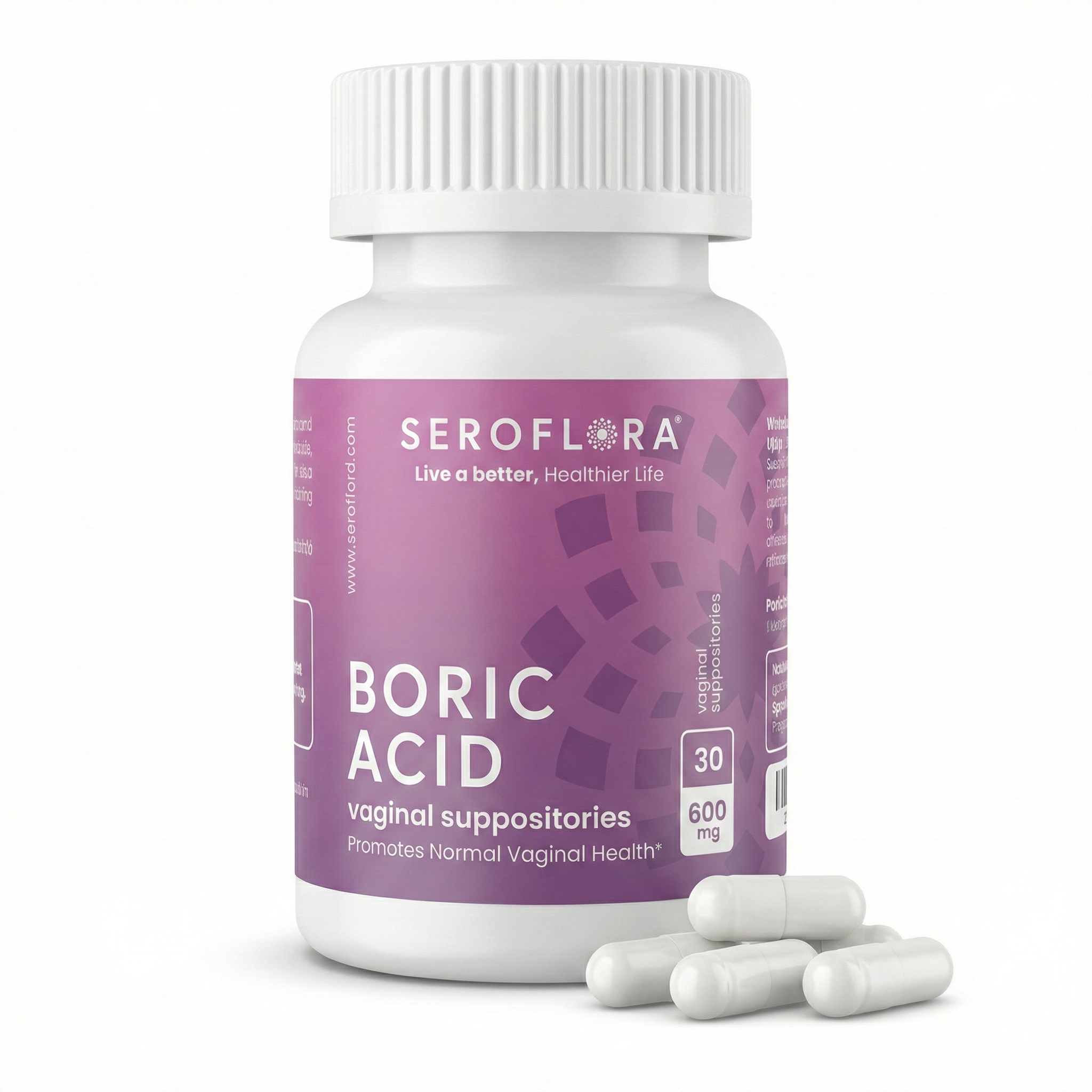 Supositorios vaginales de ácido bórico Seroflora 600mg 30 unidades.