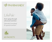Pharmanex LifePak packaging with a couple walking by a body of water.