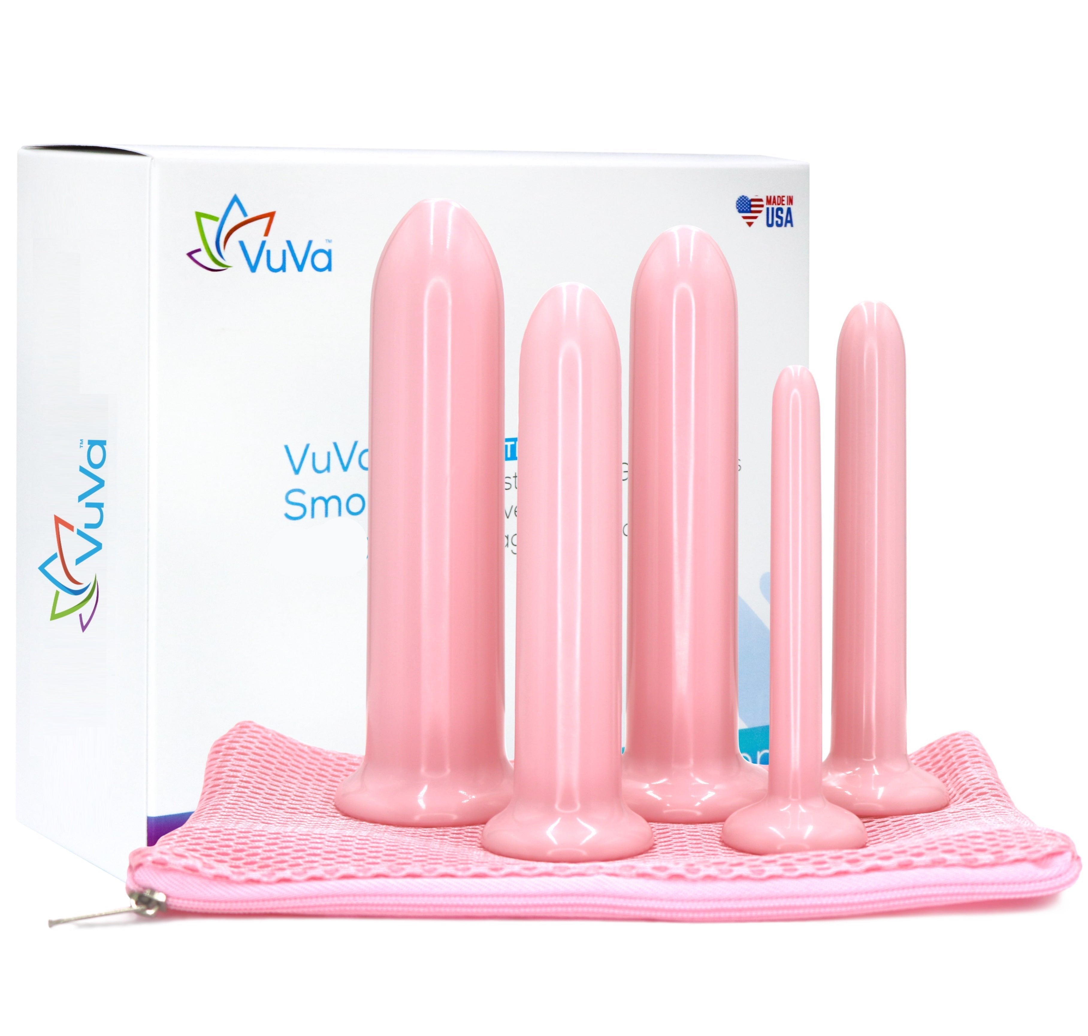 Five VuVa Smooth Vaginal Dilators - Set of 5 with Instructions and Travel Pouch  Vuvatech   