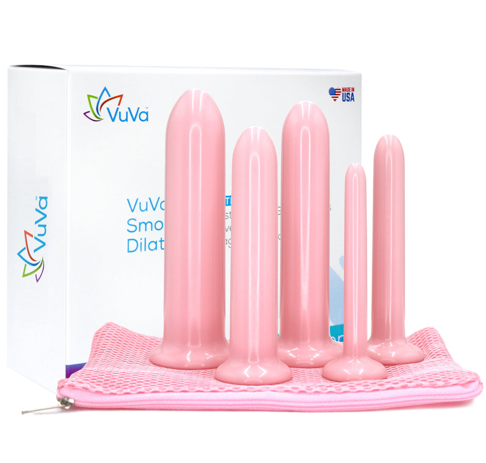 Five VuVa Smooth Vaginal Dilators - Set of 5 with Instructions and Travel Pouch
